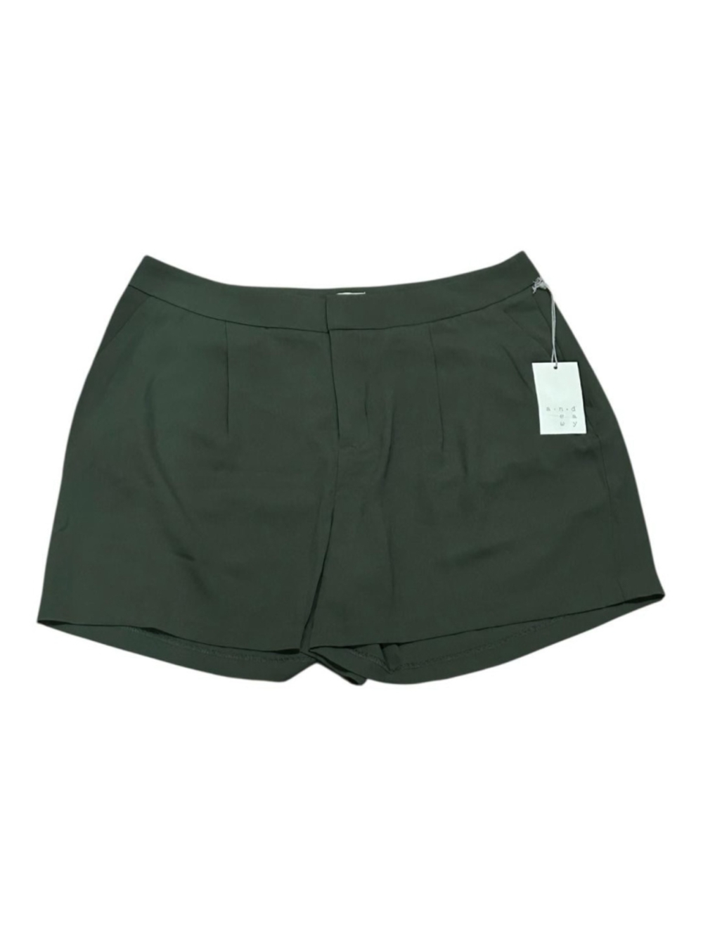 A New Day Chino Shorts Womens 10 Green Pleated Crepe Dressy Summer Casual